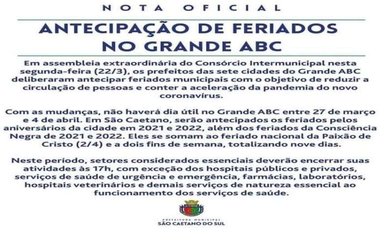 nota oficial de São Caetano do Sul